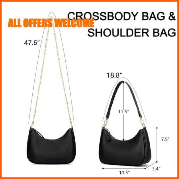 PU Leather Shoulder Bag with Removable Straps, 3 Card Slots, Zipper Pouch - Picture 7 of 8